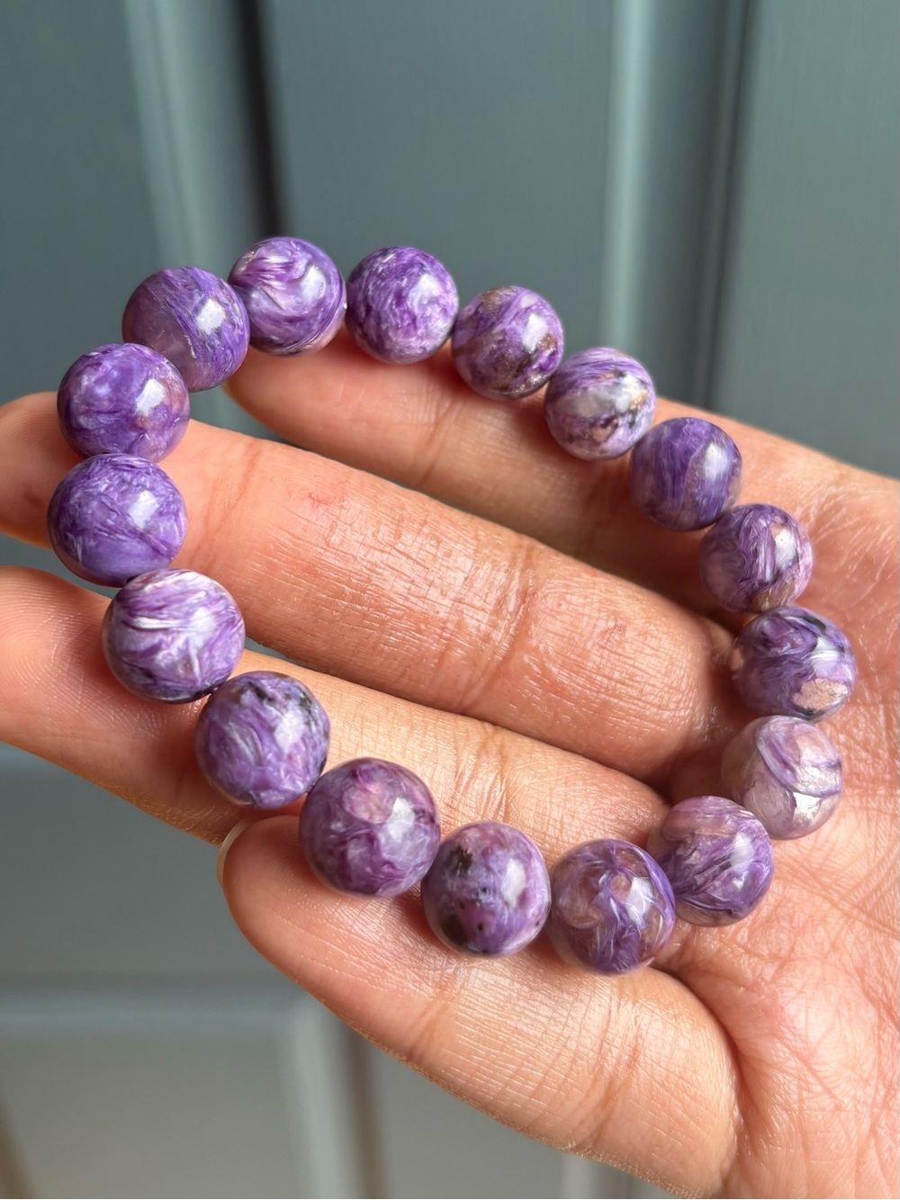 HQ Russian Charoite Crystal Bracelet 12mm - Picture 3 of 12